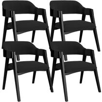 Kit 4 Cadeiras Sala de Jantar Estar Living Estofada Suran L02 Preto Bouclê Preto - Lyam Decor