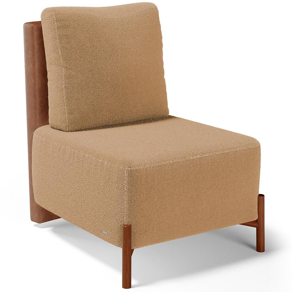 Poltrona Decorativa Sala de Estar Living Hungria L02 Couríssimo Camel Bouclê Mostarda - Lyam