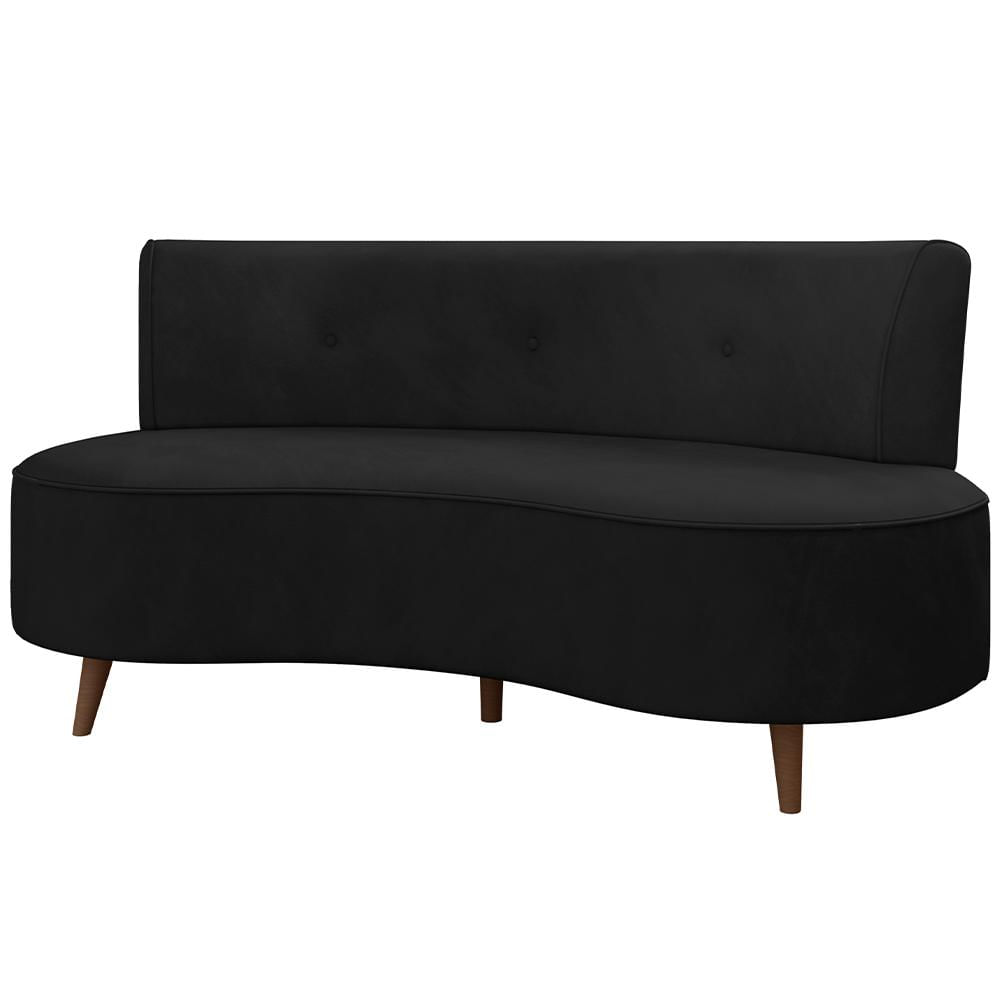 Sofá Chaise Living 2 Lugares 135cm Sala de Estar Istambul K01 Veludo Preto - Lyam Decor