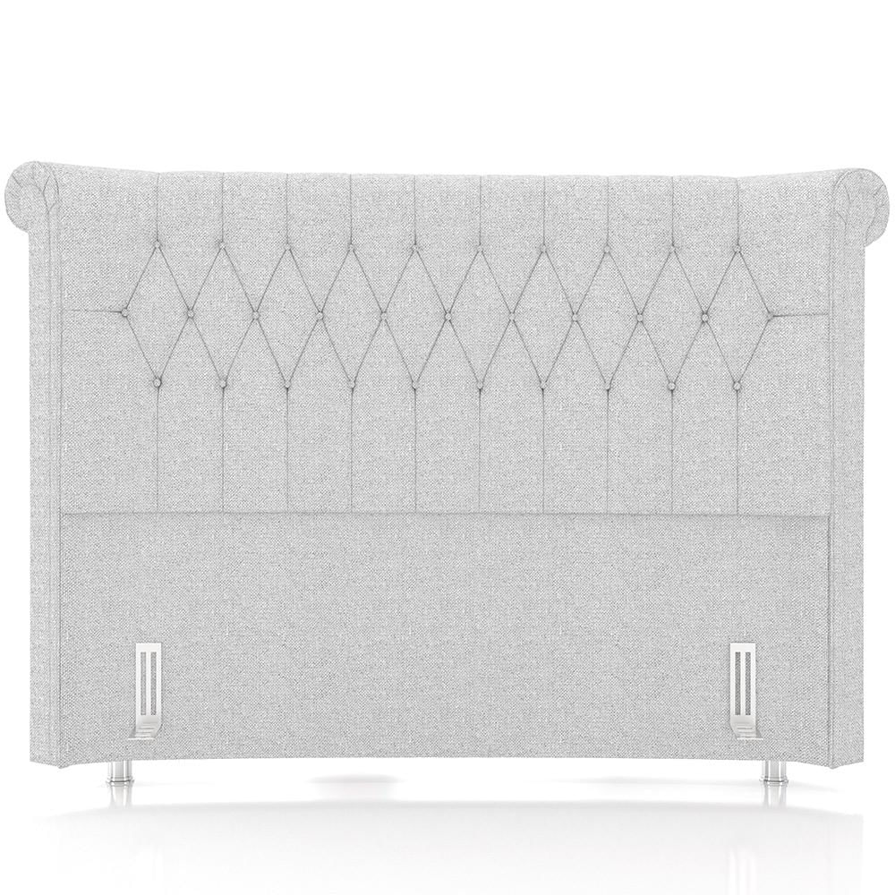 Cabeceira Cama Box King 195cm Estofada Meora P05 Linho Cinza Claro - Lyam Decor