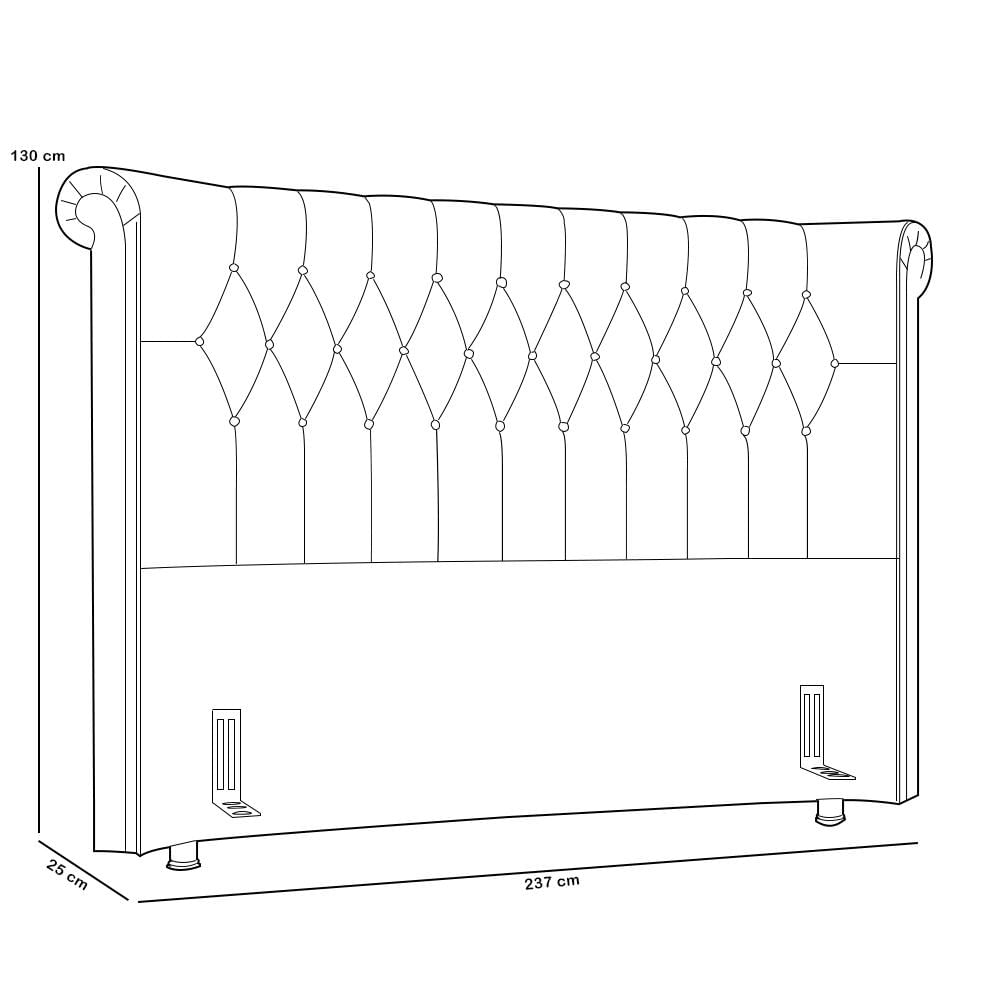 Cabeceira Cama Box King 195cm Estofada Meora P05 Linho Cinza Claro - Lyam Decor