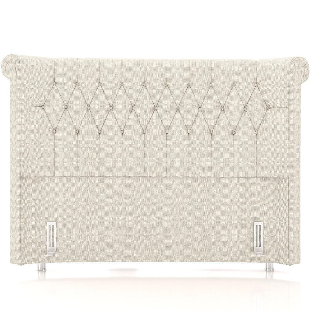 Cabeceira Cama Box Casal 140cm Estofada Meora P05 Linho Creme - Lyam Decor