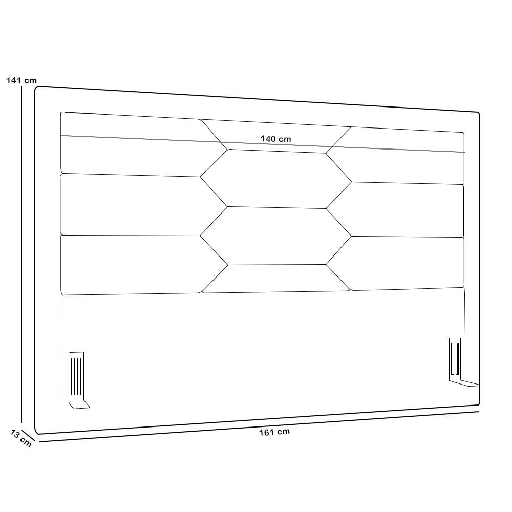 Cabeceira Cama Box Casal 140cm Estofada Nora P05 Veludo Bege - Lyam Decor