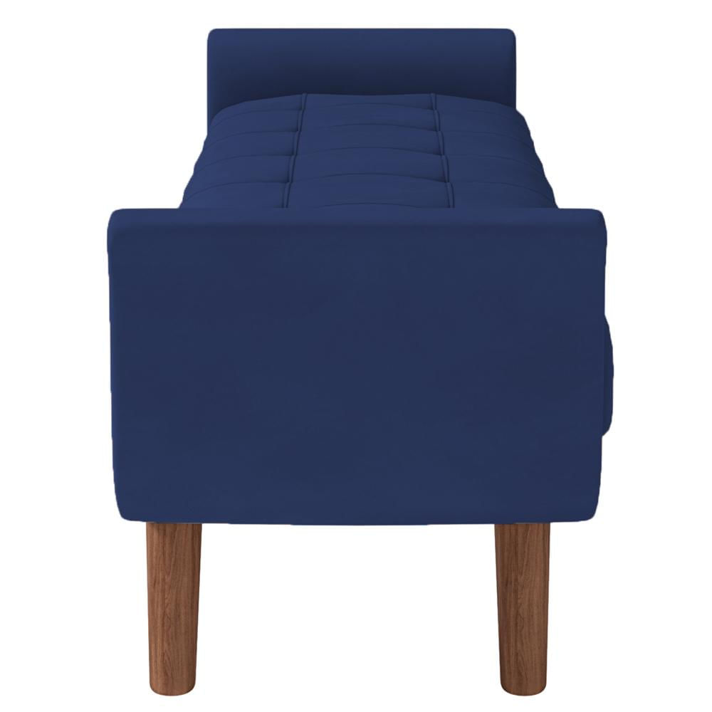 Puff Recamier Decorativo com Pés em Madeira 195 cm Itália P05 Veludo Azul Marinho - Lyam