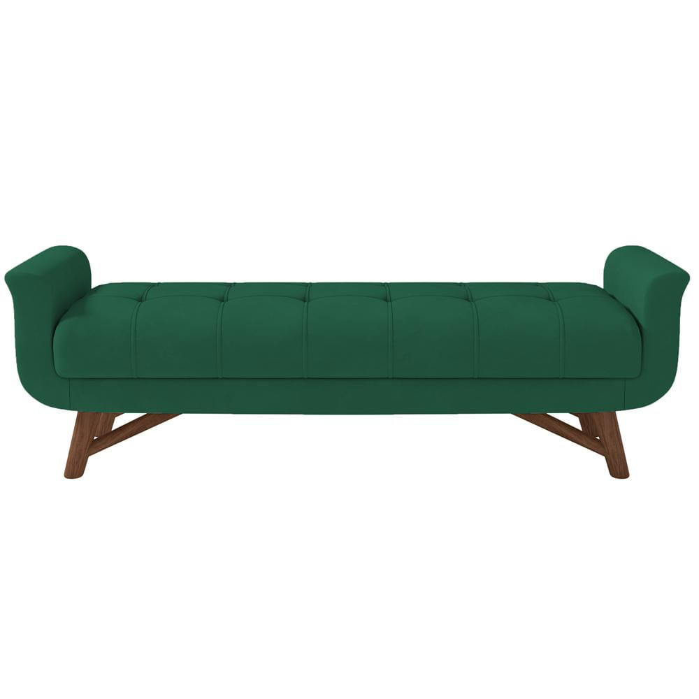 Puff Recamier Decorativo com Pés em Madeira 195 cm Itália P05 Veludo Verde - Lyam