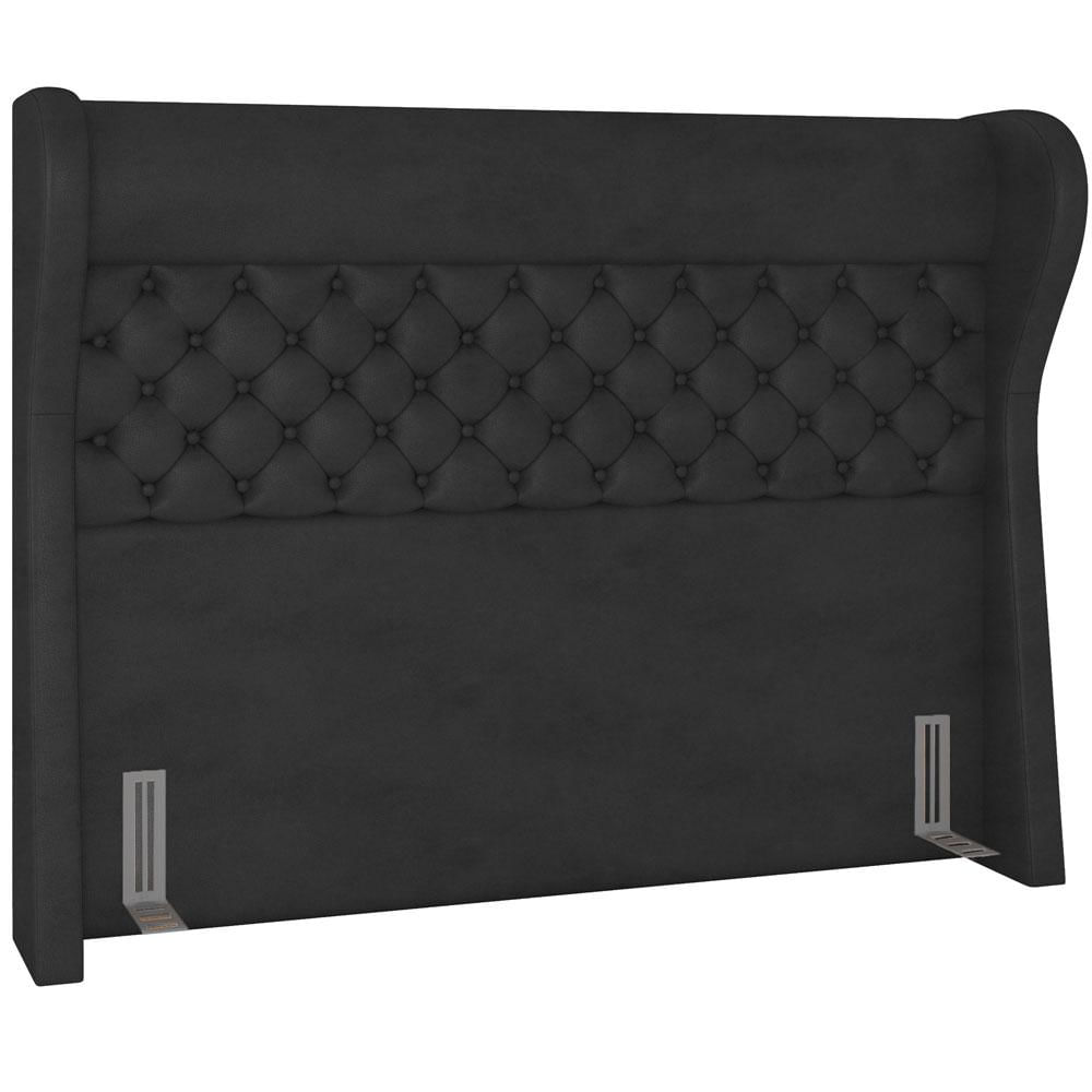 Cabeceira Cama Box Casal 140 cm P05 Madrid Couríssimo Preto - Lyam Decor