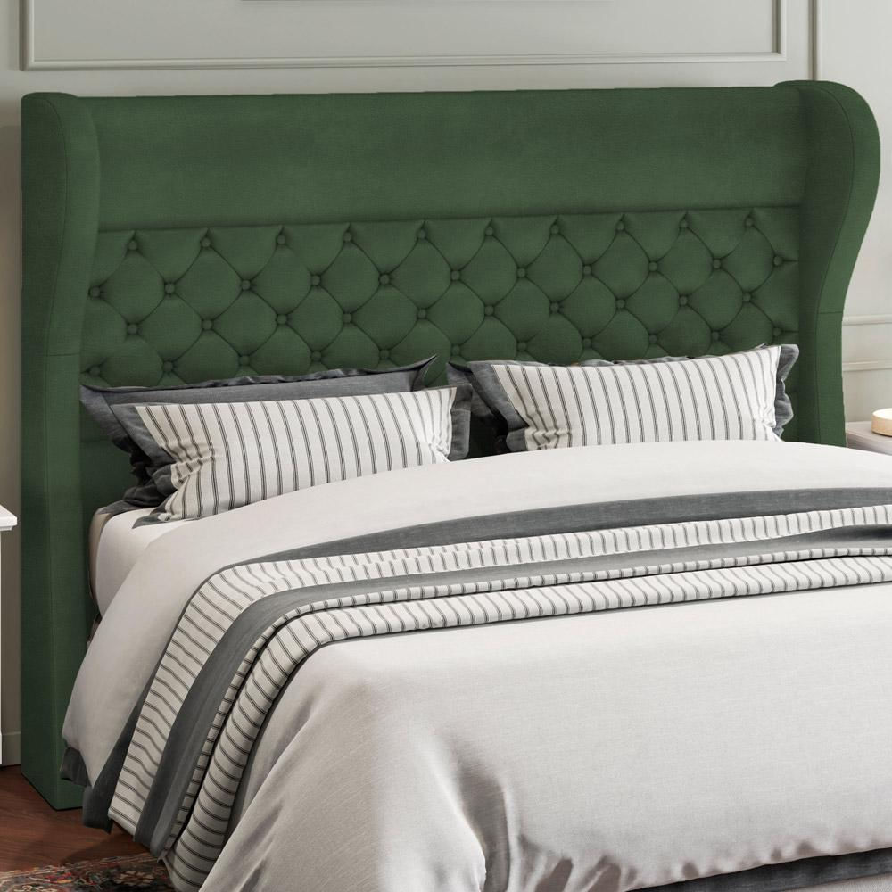 Cabeceira Cama Box King 195 cm P05 Madrid Couríssimo Verde Musgo - Lyam Decor