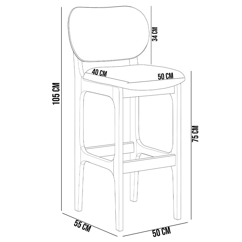 Kit 02 Banquetas Altas Para Cozinha Bancada Sala Tela Betta Fixa L02 Suede Azul Marinho - Lyam