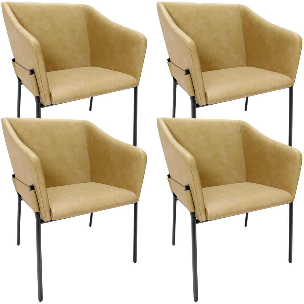Kit 4 Cadeiras Para Sala de Jantar Estar Living Olívia L02 Couríssimo Fendi - Lyam Decor