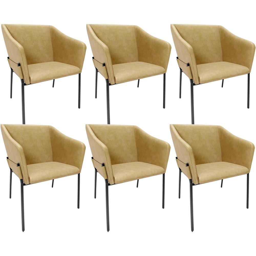 Kit 6 Cadeiras Para Sala de Jantar Estar Living Olívia L02 Couríssimo Fendi - Lyam Decor