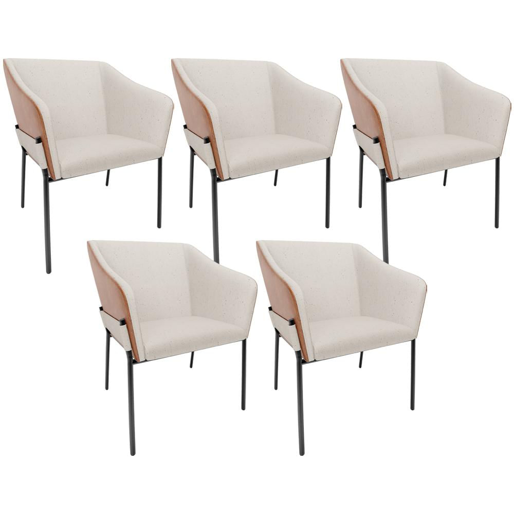 Kit 6 Cadeiras Para Sala de Jantar Estar Living Olívia L02 Linho Cru Couríssimo Camel - Lyam Decor