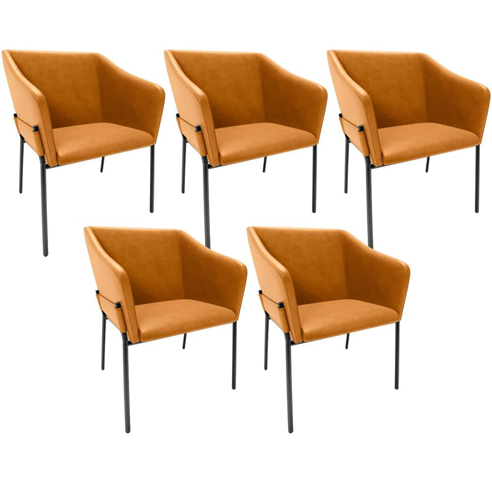 Kit 5 Cadeiras Para Sala de Jantar Estar Living Olívia L02 Couríssimo Whisky - Lyam Decor