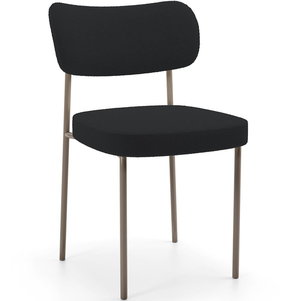 Cadeira Decorativa Sala De Jantar Melina Base Arena L02 Bouclê Preto - Lyam Decor