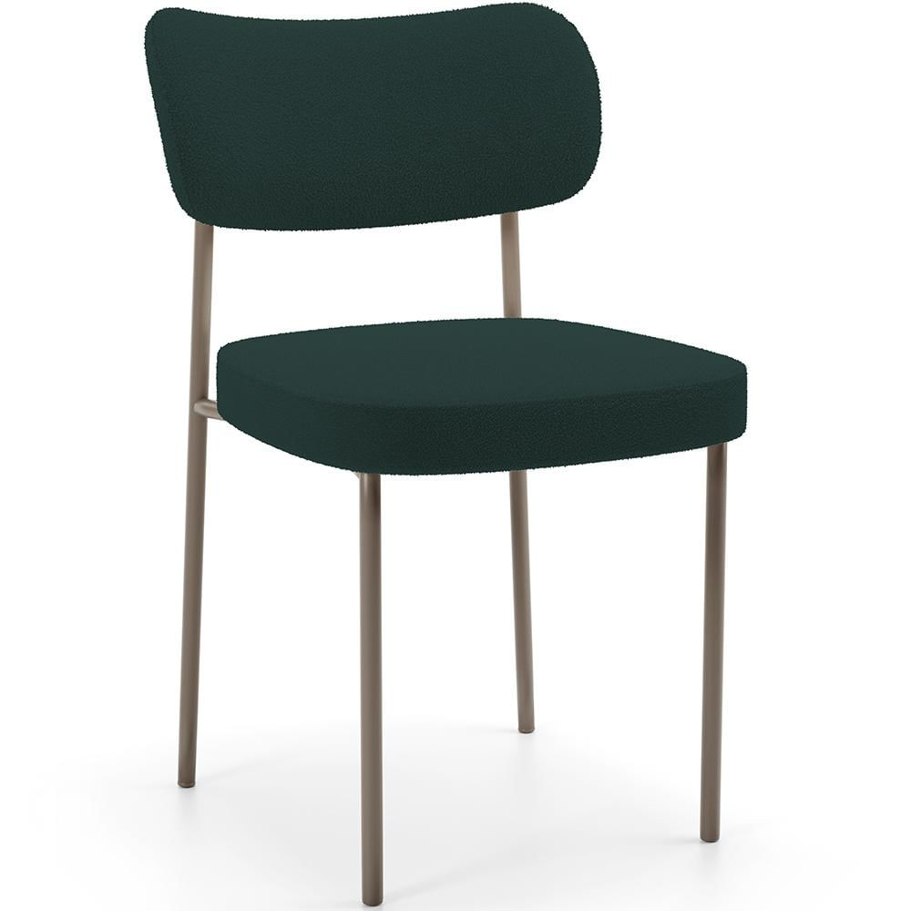 Cadeira Decorativa Sala De Jantar Melina Base Arena L02 Bouclê Verde - Lyam Decor
