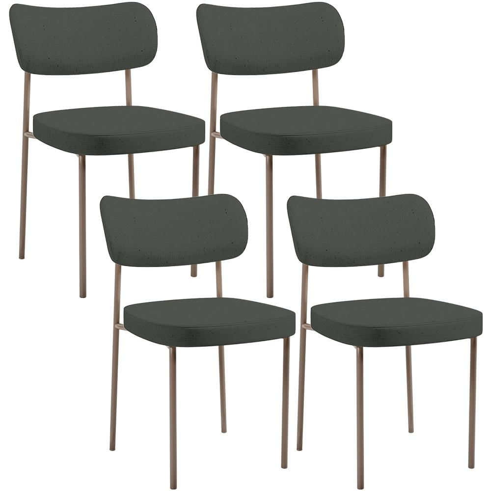 Kit 04 Cadeiras Decorativa Estofada Para Sala de Jantar Melina Base Arena L02 Linho Verde Musgo - Lyam Decor