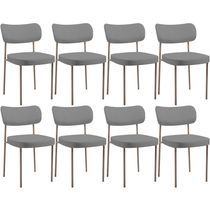 Kit 08 Cadeiras Estofadas Para Sala De Jantar Melina Base Arena L02 Linho Cinza Escuro - Lyam Decor