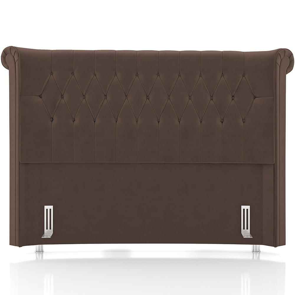 Cabeceira Cama Box Casal 140cm Estofada Meora P05 Veludo Marrom - Lyam Decor