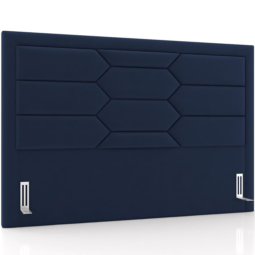 Cabeceira Cama Box Queen 160cm Estofada Nora P05 Veludo Azul Marinho - Lyam Decor