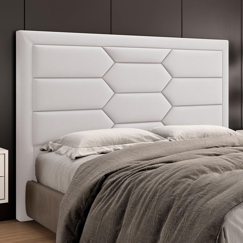 Cabeceira Cama Box Queen 160cm Estofada Nora P05 Veludo Cinza - Lyam Decor