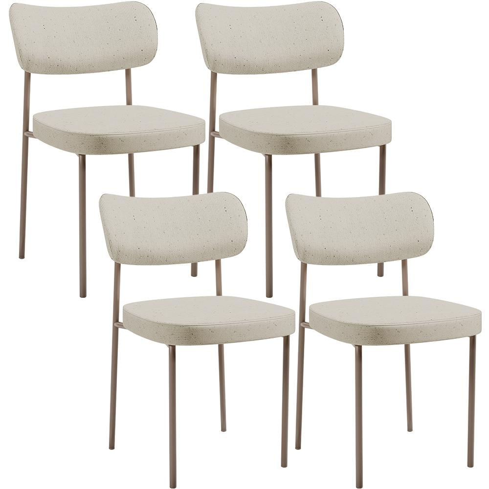 Kit 04 Cadeiras Decorativa Estofada Para Sala de Jantar Melina Base Arena L02 Linho Champagne - Lyam Decor