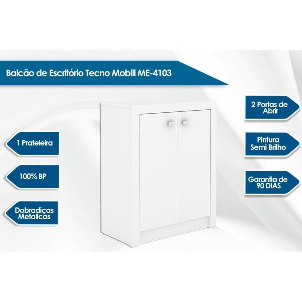 Balcão De Escritório Me4103 C/ 2 Portas Branco - Tecno Mobili