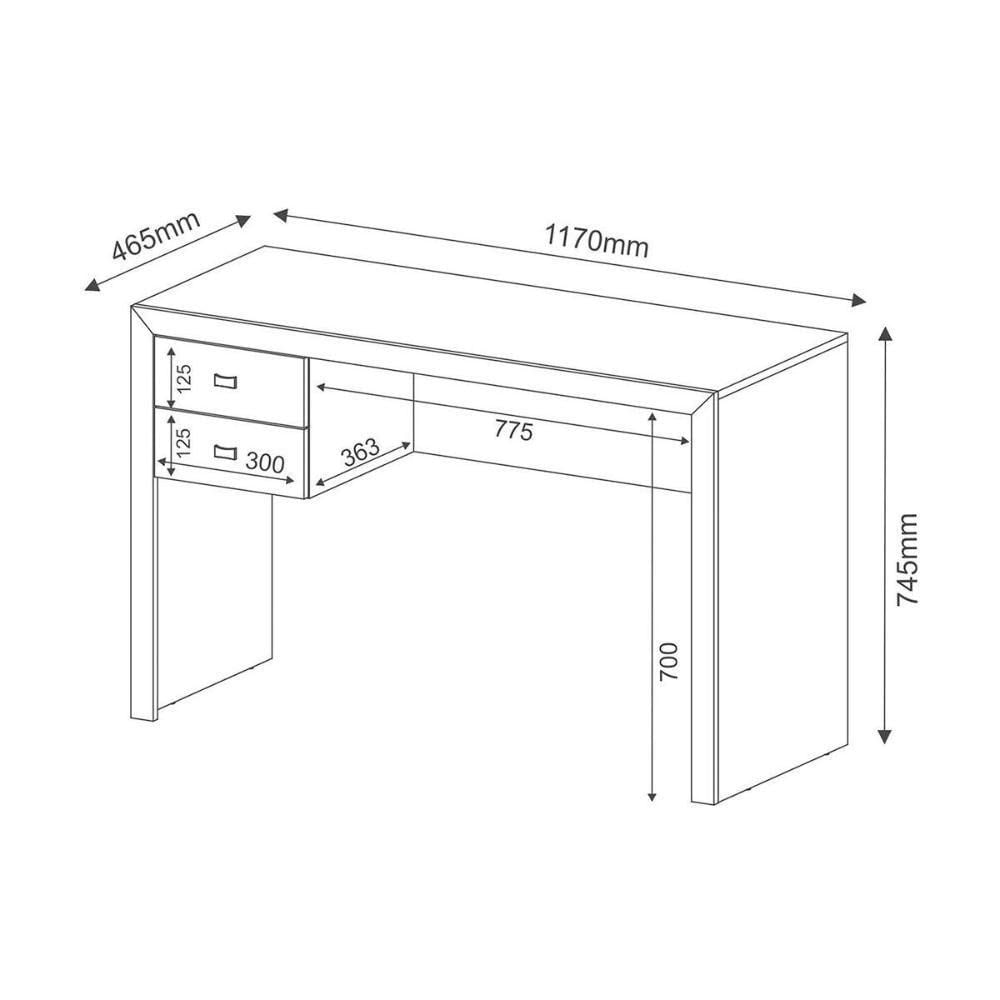 Mesa De Computador Me-4123 C/ 2 Gavetas Amêndoa - Tecno Mobili