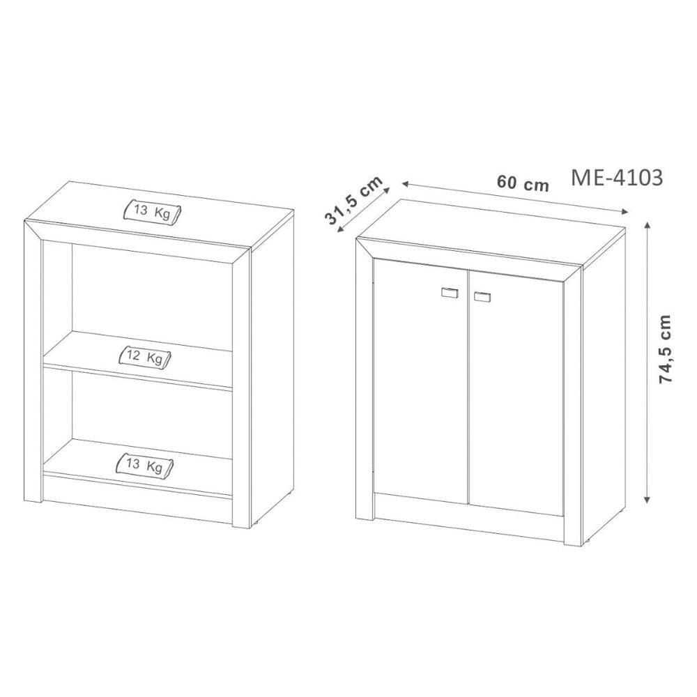 Balcão De Escritório Me4103 C/ 2 Portas Branco - Tecno Mobili