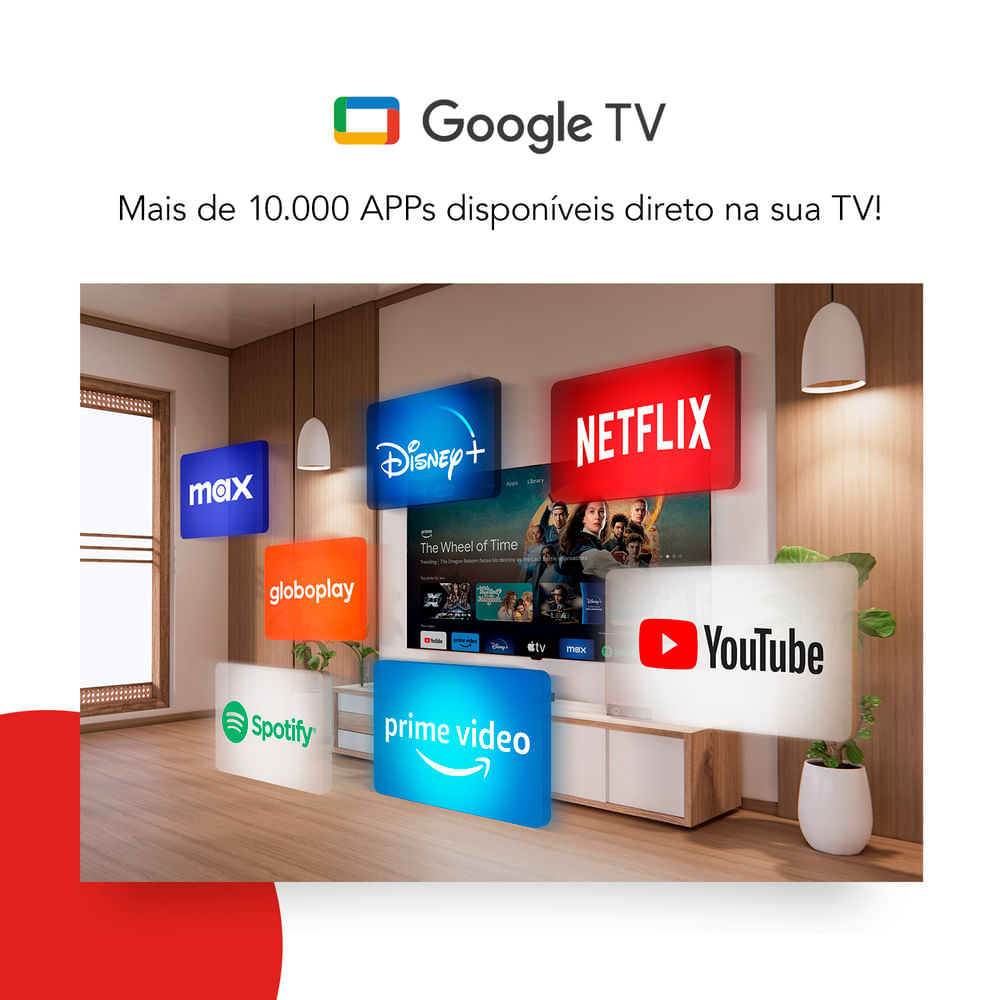 Smart TV AIWA 65” GOOGLE TV 4K Comando de voz Dolby Vision&Atmos AWS-TV-65-BL-01-G BIV