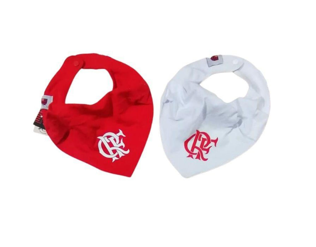 Kit Babador Bandana Vermelho e Branco Flamengo Oficial