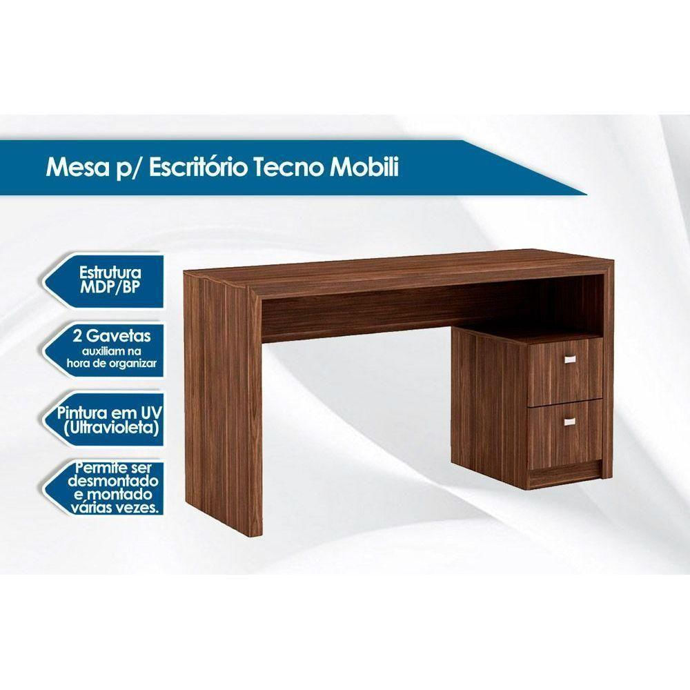 Mesa De Computador Me4130 C/ 2 Gavetas Nogal - Tecno Mobili