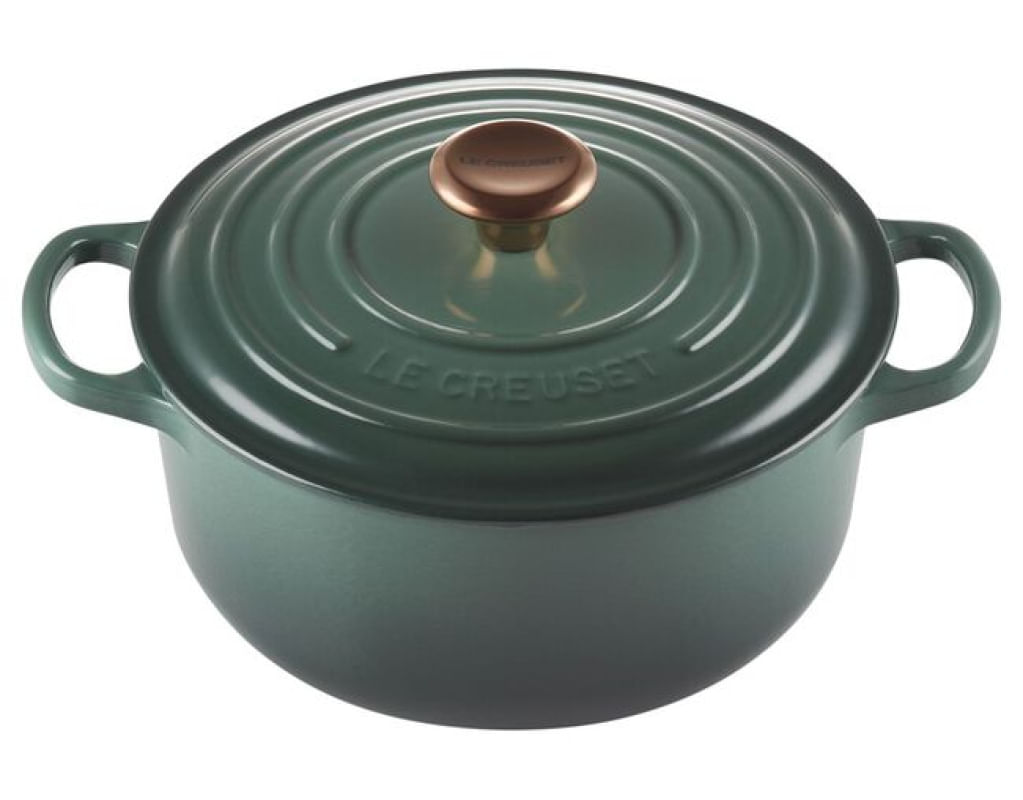 PANELA REDONDA LE CREUSET 20CM SIGNATURE VERDE ARTICHAUT PEGADOR BRONZE 21177207954445