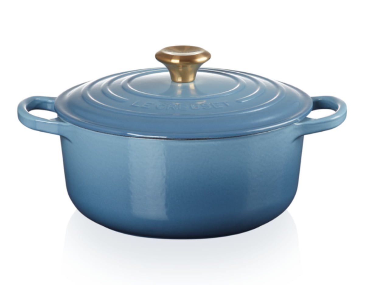 PANELA REDONDA LE CREUSET 20CM SIGNATURE FERRO ESMALTADO AZUL CHAMBRAY 21177204344441