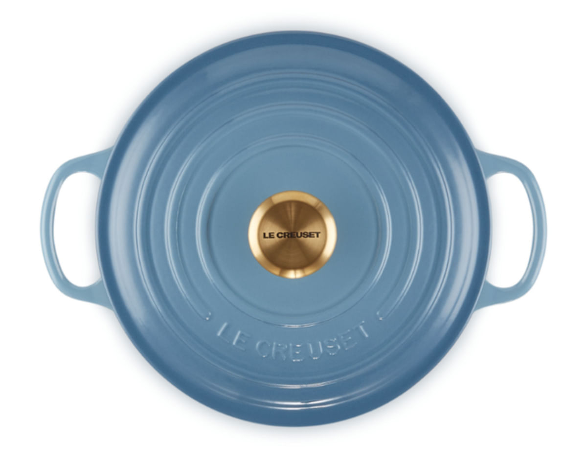 PANELA REDONDA LE CREUSET 20CM SIGNATURE FERRO ESMALTADO AZUL CHAMBRAY 21177204344441