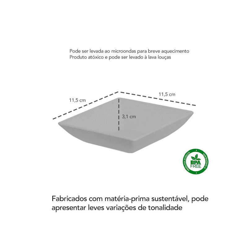 Tigela Quadrada Bege Marfim Mini Petisqueira ECO 1un