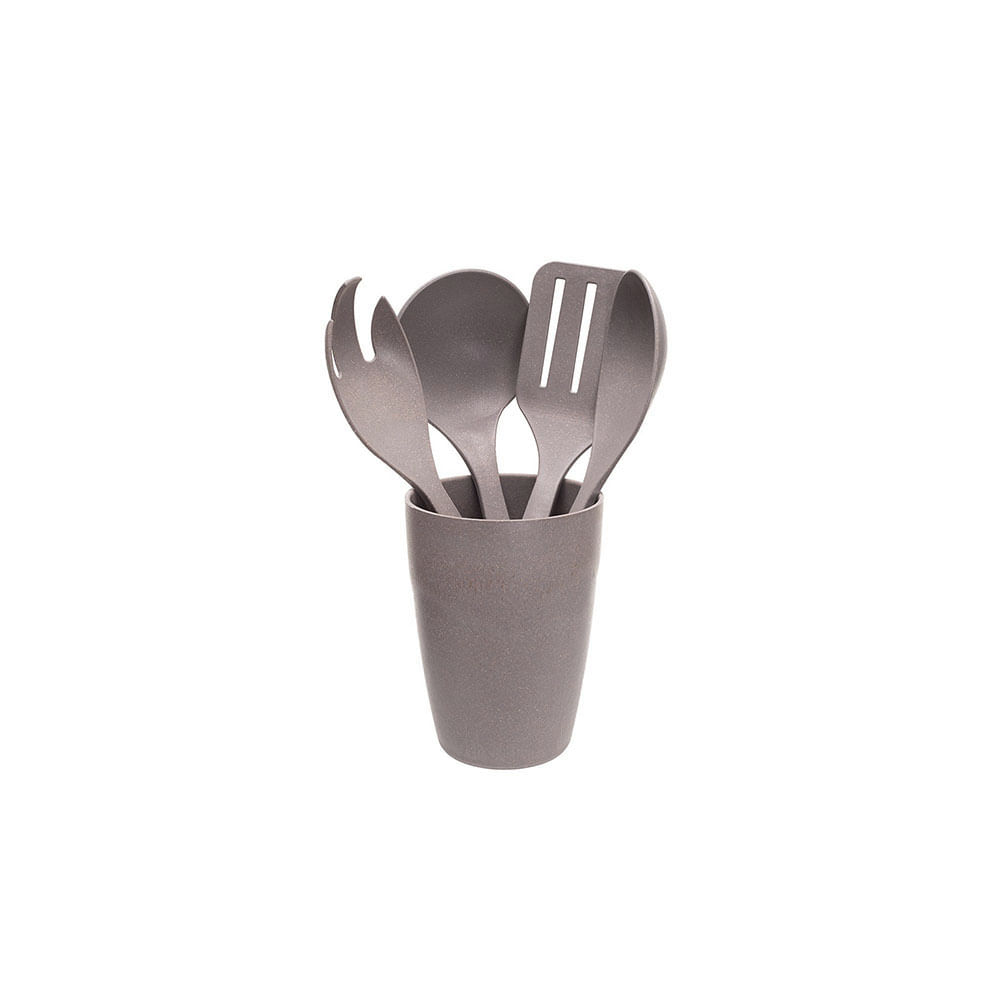 Concha Colher Espatula Utensílio Cozinha Suporte Cinza ECO 5un