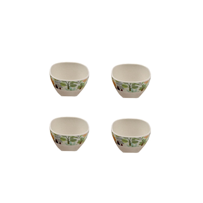 Tigelas Bowl Petisqueira Eco Bandeja Bambu Melanina Kit 5un