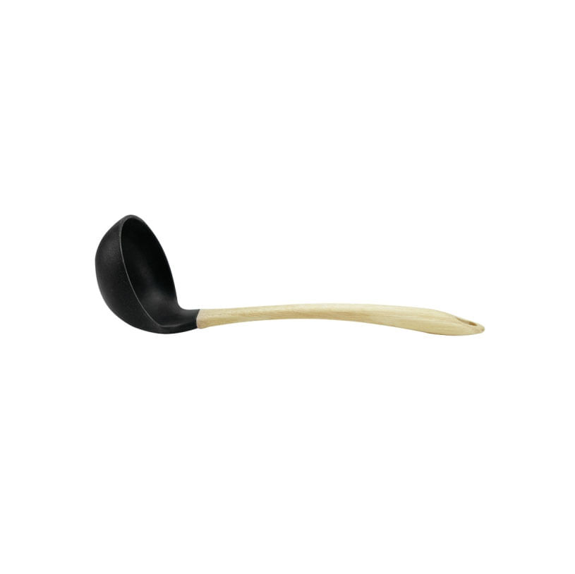 Concha de Silicone Preto Talher Cabo Madeira Siliwood 1un