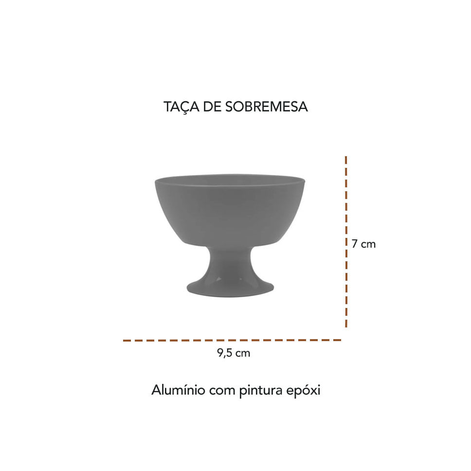 Jogo de Sobremesa Taças Aluminio Preto 5un