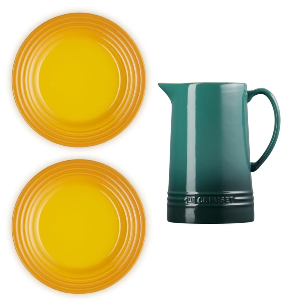 KIT LE CREUSET 2 PRATOS RASOS 17CM E JARRA SCANDINAVIA 1,5L COLORIDO