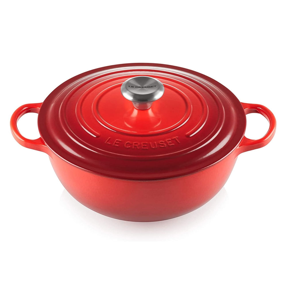 KIT LE CREUSET PANELA MARMITA 26CM E MOLHEIRA 16CM EM FERRO ESMALTADO VERMELHO