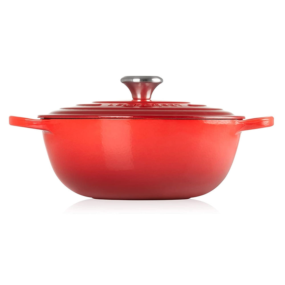 KIT LE CREUSET PANELA MARMITA 26CM E MOLHEIRA 16CM EM FERRO ESMALTADO VERMELHO