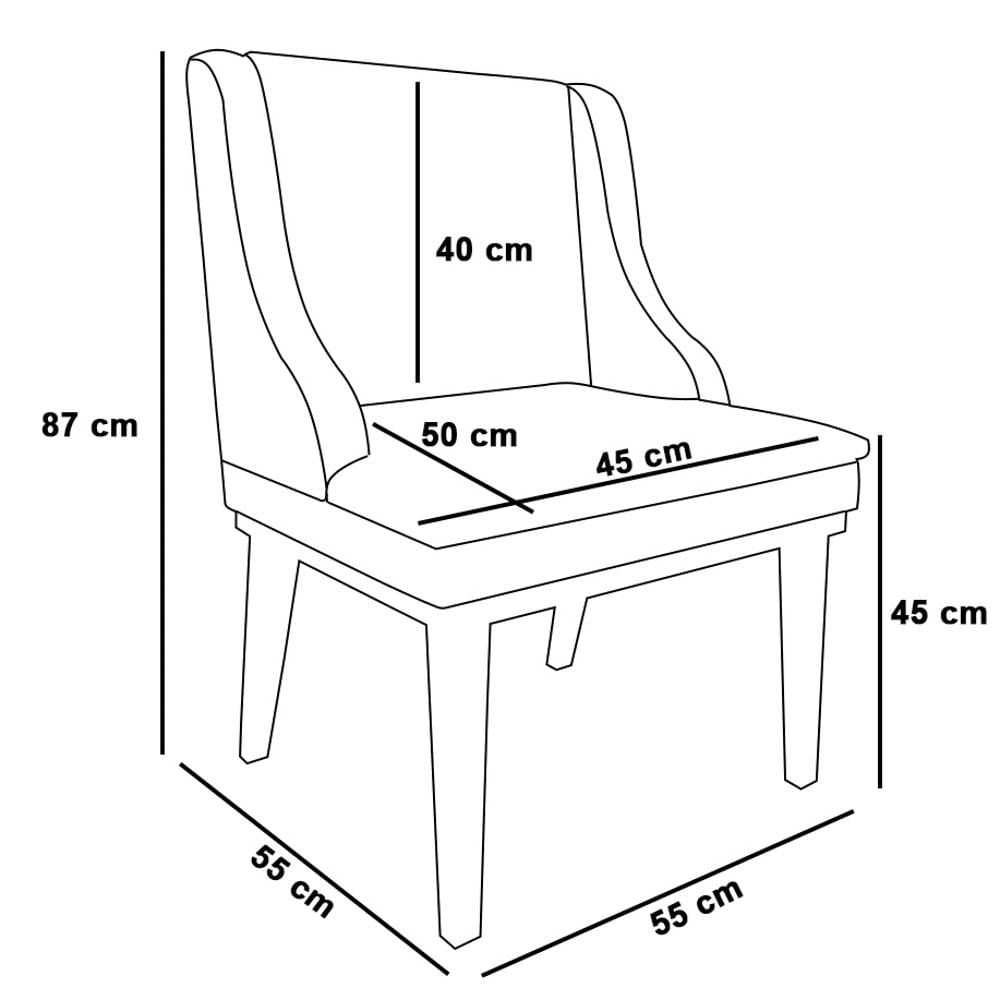 Kit 2 Cadeiras Estofadas para Sala de Jantar Base Fixa de Madeira Preto Lia Veludo Bege - Ibiza