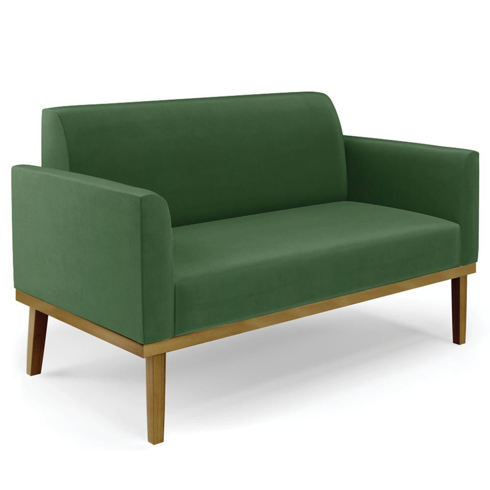 Sofá Namoradeira Base Madeira Castanho Maressa Suede Verde - Ibiza