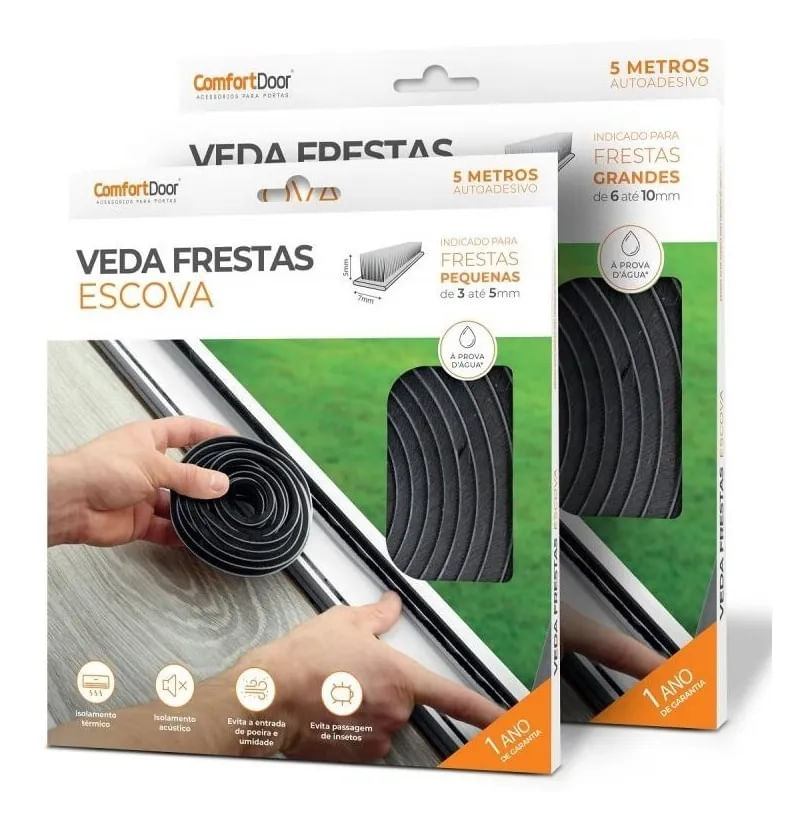 Veda Frestas Escova - 5x7 mm - Cinza - 5 Metros