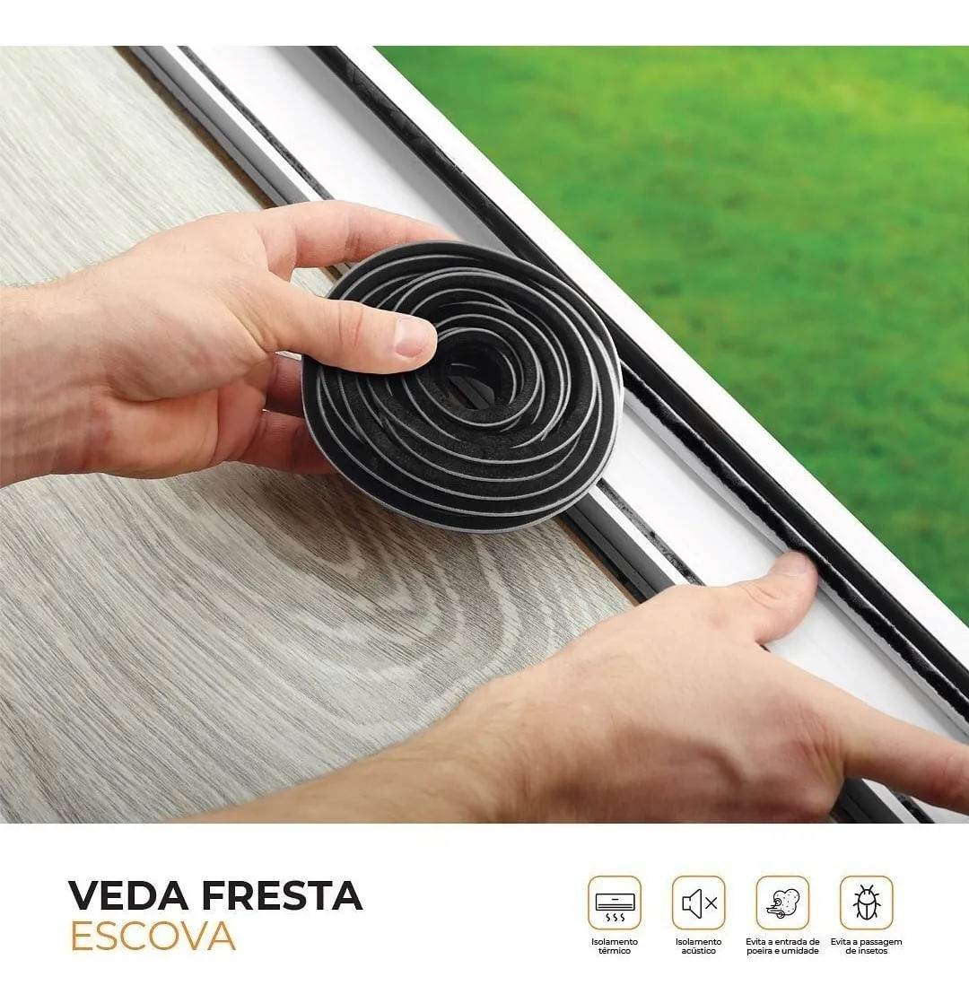 Veda Frestas Escova - 5x7 mm - Cinza - 5 Metros