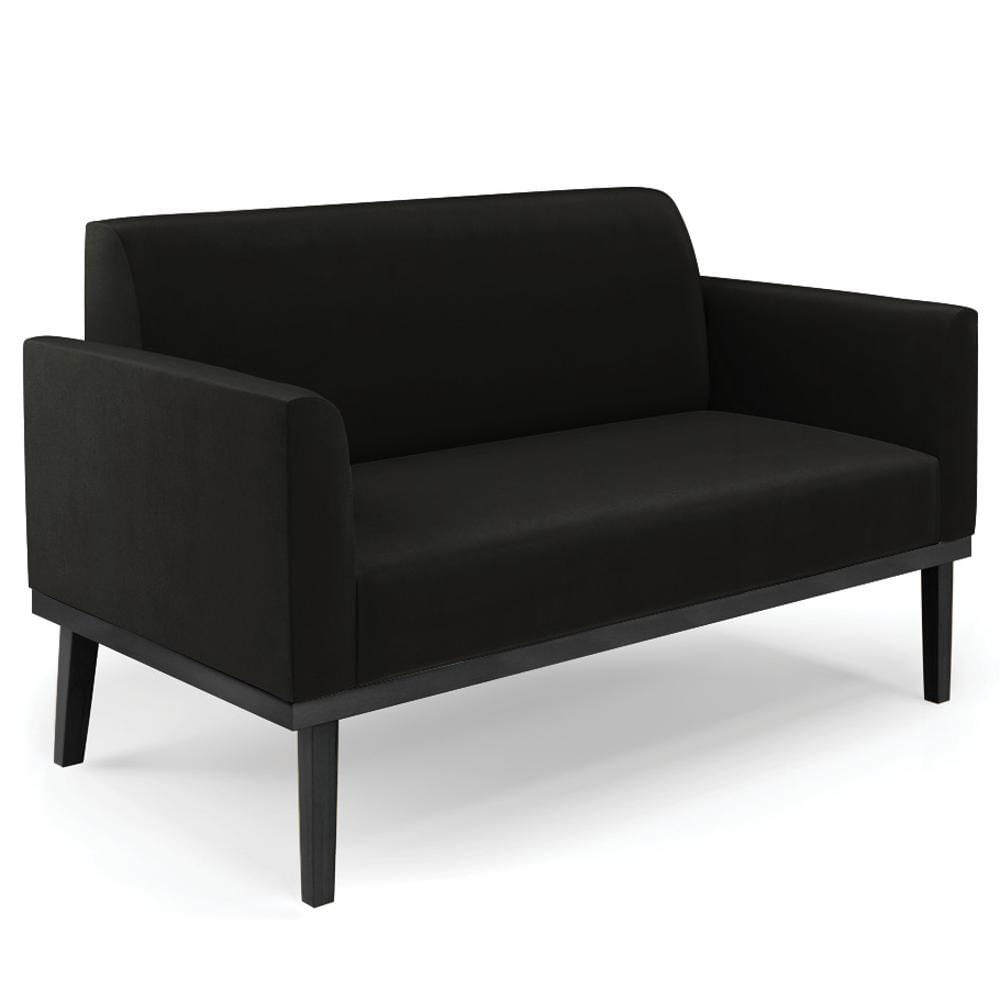 Sofá Namoradeira Base Madeira Preto Maressa Suede Preto - Ibiza