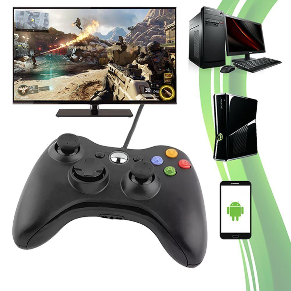 Controle Com Fio Usb Xbox 360 Compatível Com Computador Notebook Celular E Cloud Game