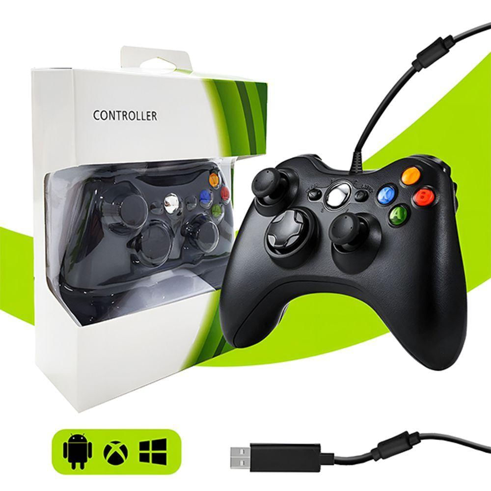 Controle Com Fio Usb Xbox 360 Compatível Com Computador Notebook Celular E Cloud Game