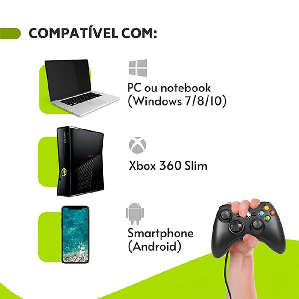 Manete Usb Com Fio Compatível Com Xbox 360 Pc E Celular Botões Sensíveis De Alta Precisão