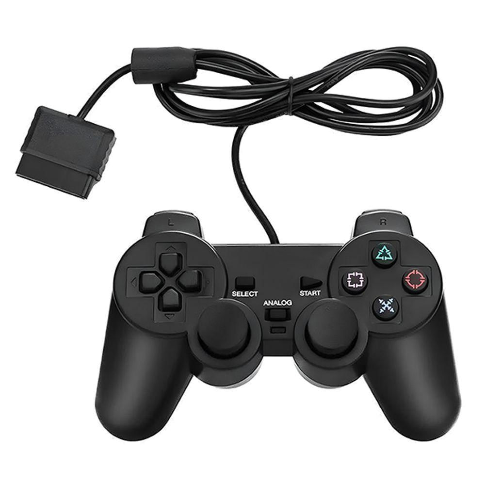 Manete De Ps2 Dualshock Com Fio Vibração Controle Analógico Confortável E Resistente